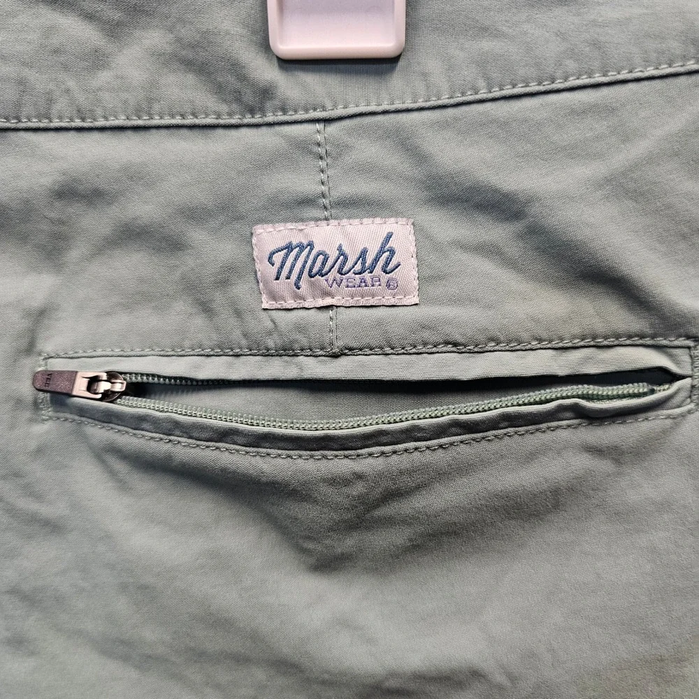 Marsh Wear Mens Size 38 Performance Fishing Shorts Sage Green Nylon Stretch